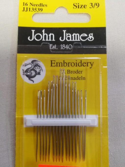 John James Embroidery Needles Size 3/9