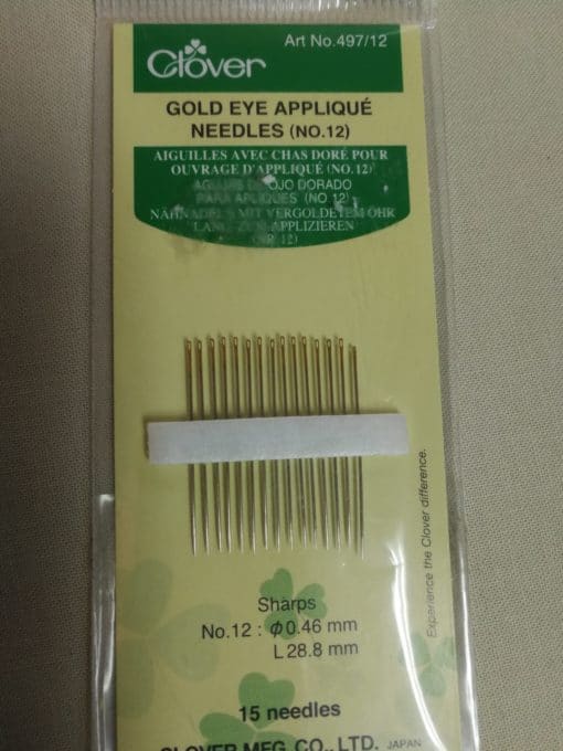 Clover Gold Eye Applique Needles (no 12)