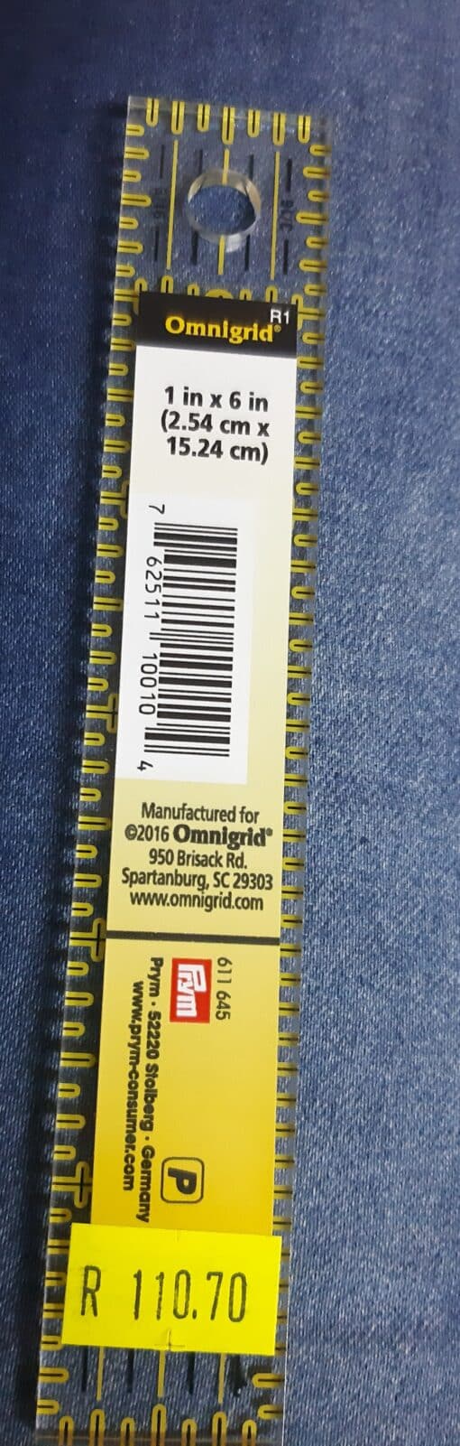 Omnigrid Ruler 1 X 6 in (2.54 x 15.24cm)