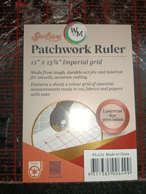 SEW EASY PATCHWORK RULER 12 X 13 7/8